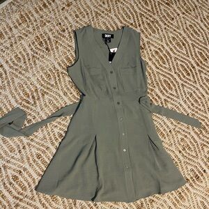 DKNY Olive Green Midi Dress NWT